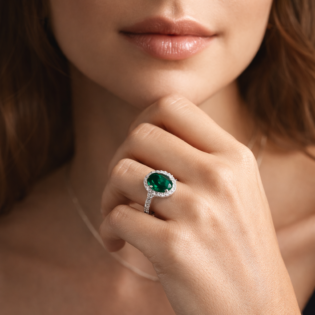 Emerald Halo Grace Silver Ring - Image 4