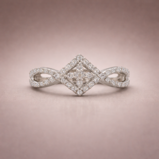 Silver Infinity Diamond Crest Ring - Image 3