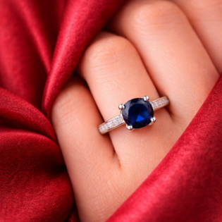 Sapphire Nightfall Pure Silver Ring - Image 3