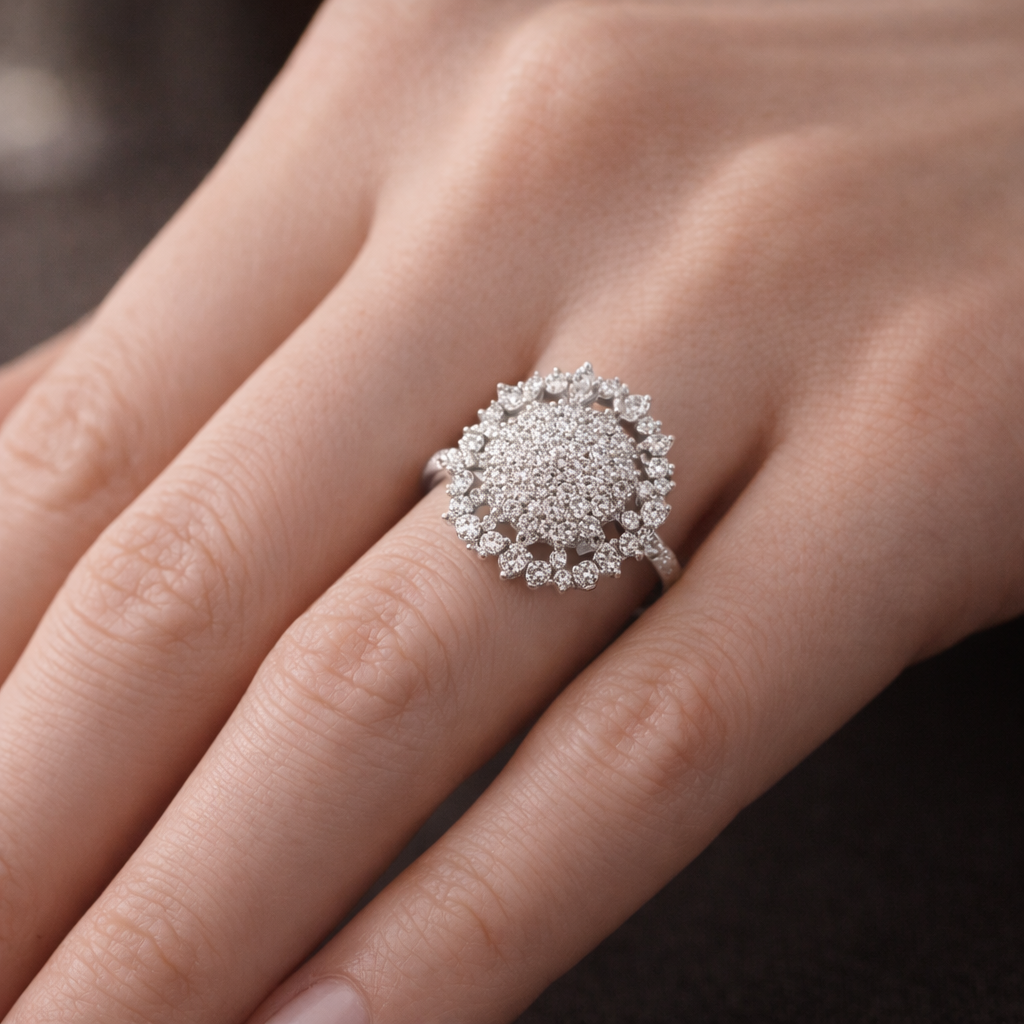 Celestique Aurora Bloom Silver Ring - Image 2