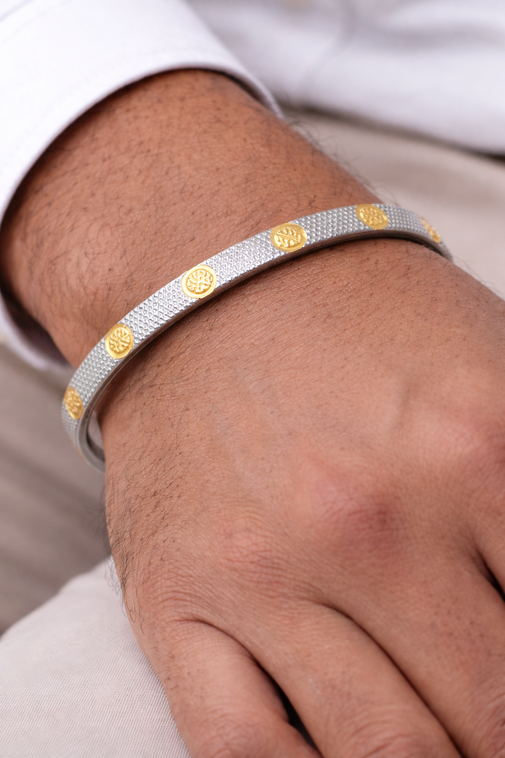 Rajmudra Dual-Tone Silver Kada - Image 4