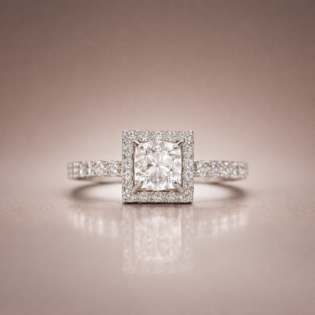 Celestial Square Halo Silver Ring - Image 5