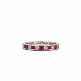 Crimson Harmony Silver Eternity Band
