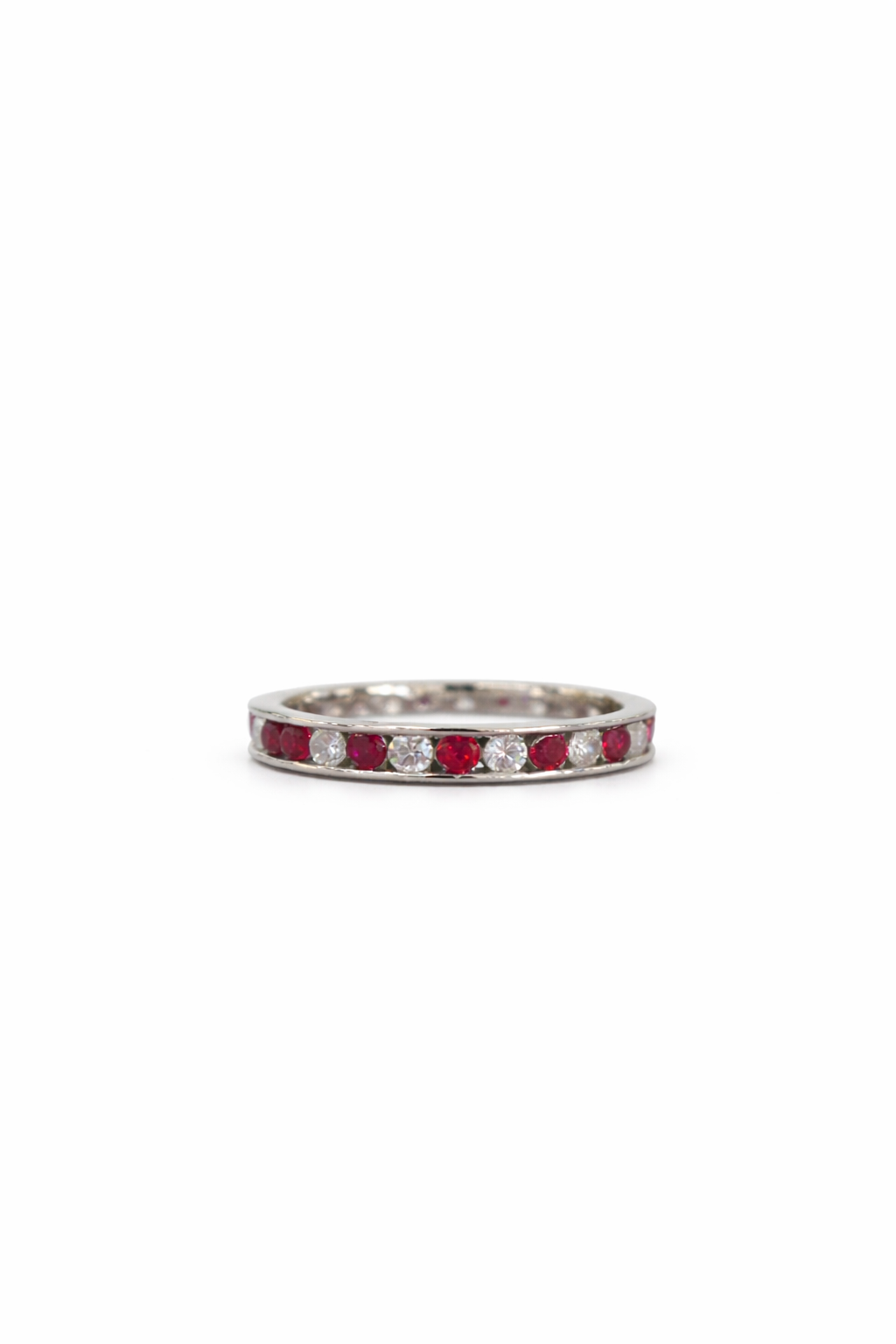 Crimson Harmony Silver Eternity Band