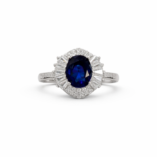 Midnight Sapphire Radiance Silver Ring
