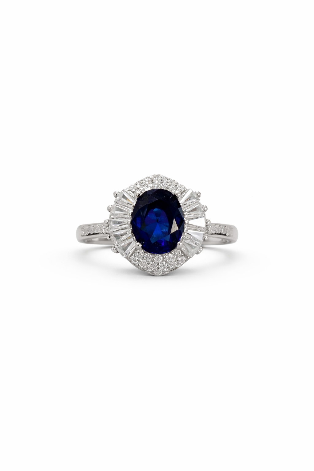 Midnight Sapphire Radiance Silver Ring