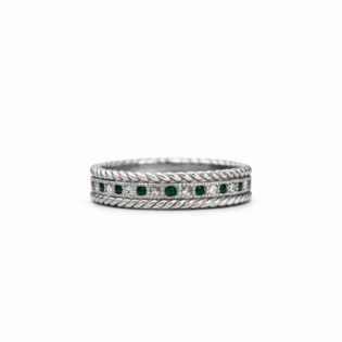 Verdant Twist Silver Eternity Band