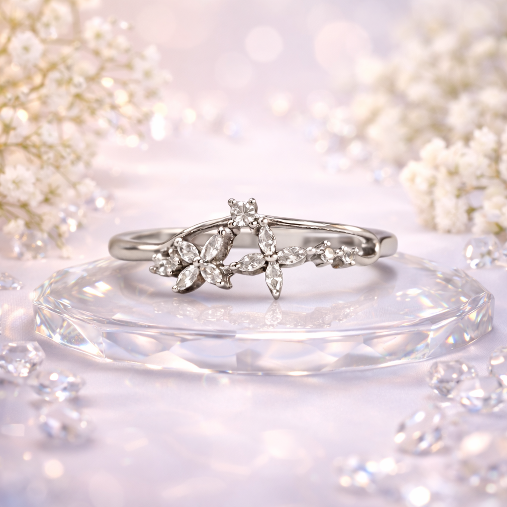 Silver Petal Whisper Ring