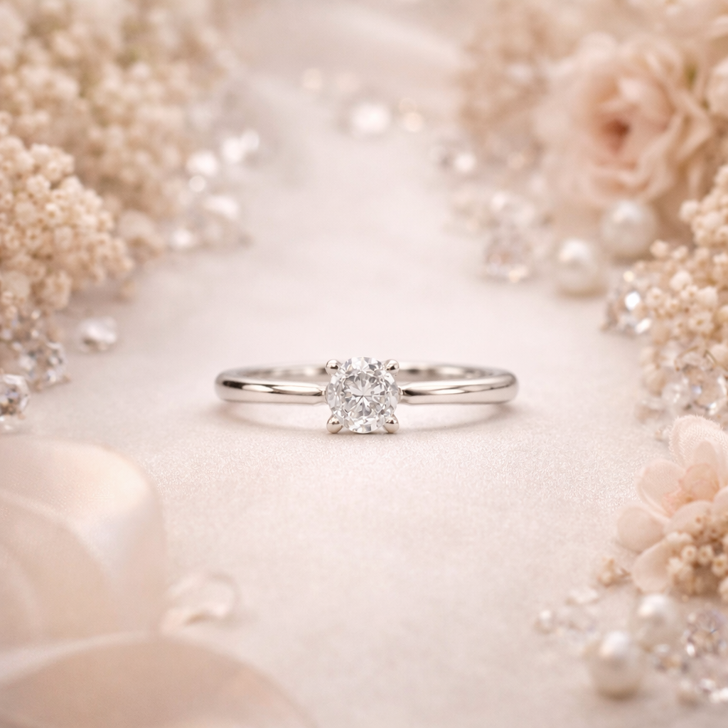 Luna Solitaire Silver Ring