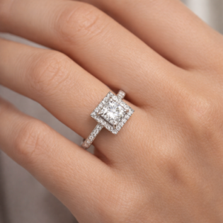 Celestial Square Halo Silver Ring - Image 6