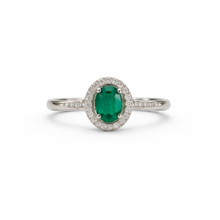Emerald Radiance Halo Ring