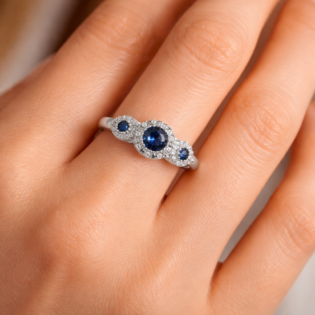 Midnight Halo Trinity Silver Ring - Image 2