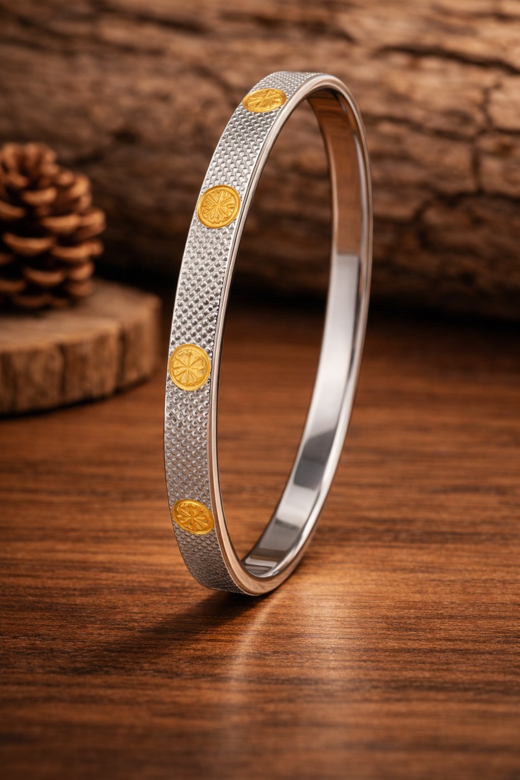 Rajmudra Dual-Tone Silver Kada - Image 5