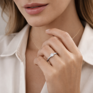 Luna Solitaire Silver Ring - Image 2