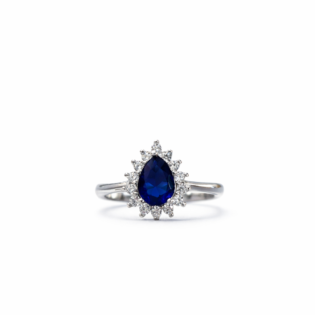 Sapphire Aurora Silver Halo Ring