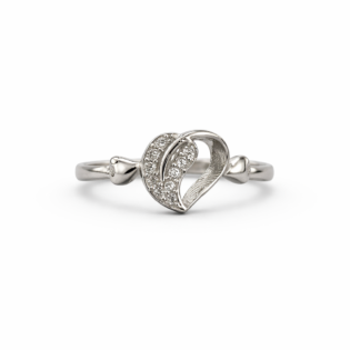 Silver Heart Embrace Ring