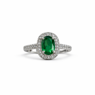 Verdant Grace Silver Halo Ring