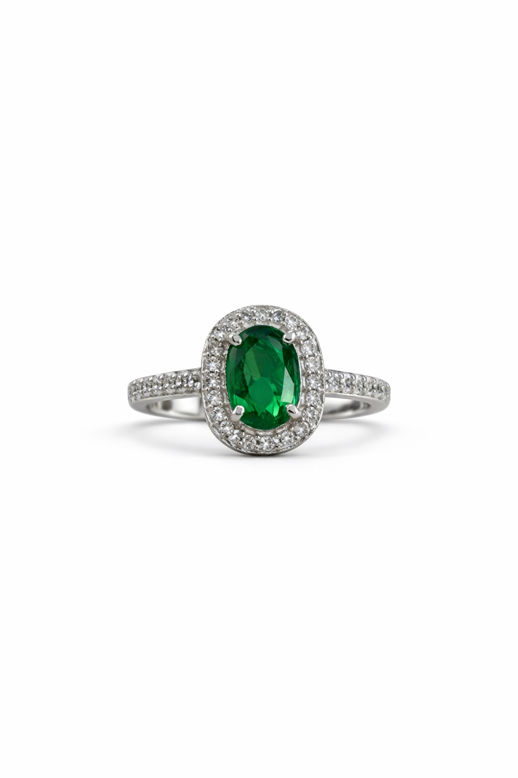 Verdant Grace Silver Halo Ring