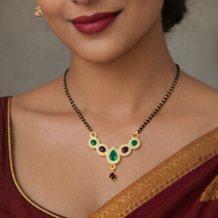 Rangoli Ratna Mangalsutra (Silver Finish) - Image 4