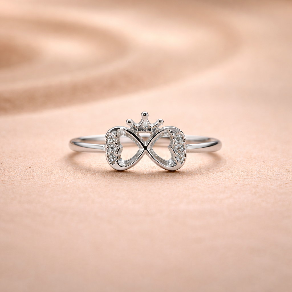Crowned Infinity Silver Ring - Image 3