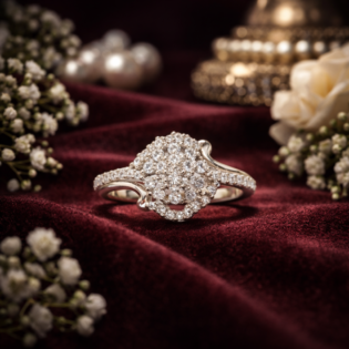 Silver Radiant Blossom Halo Ring