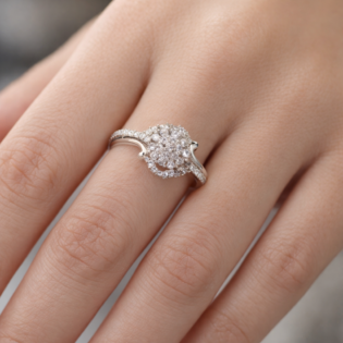 Silver Radiant Blossom Halo Ring - Image 2