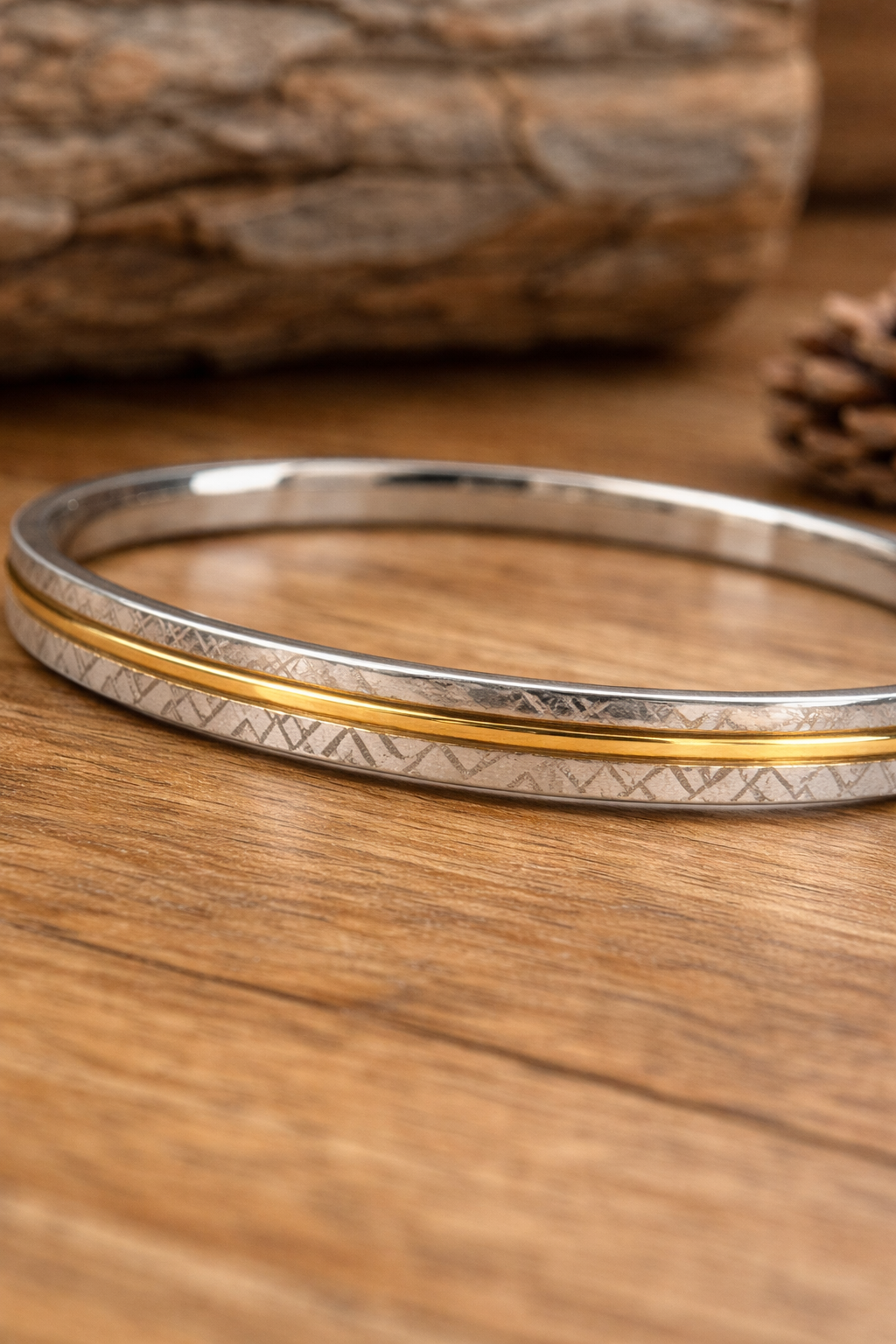 Suryaveer Dual-Line Silver Kada - Image 3