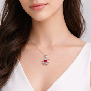 Crimson Petal Radiance Pendant - Image 4