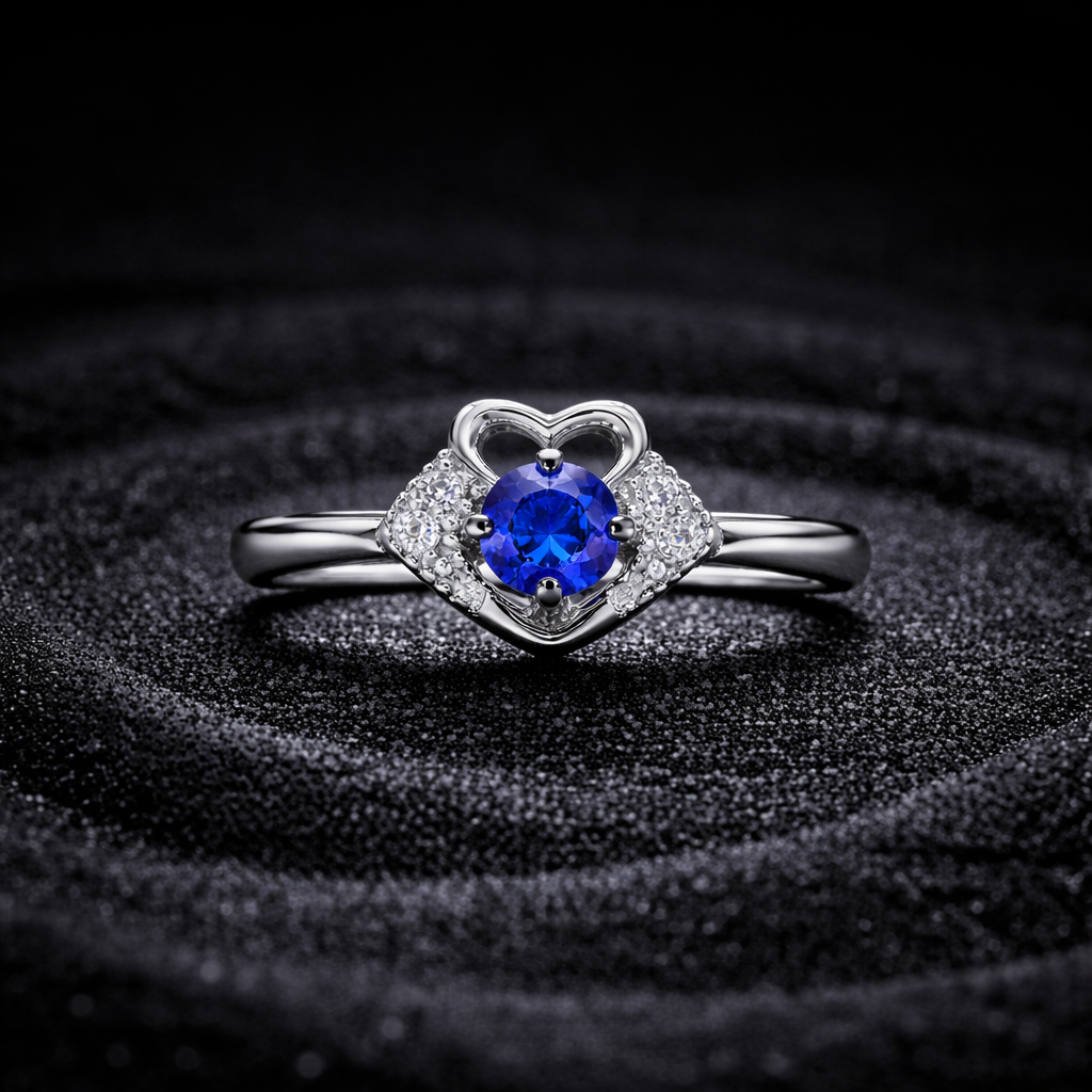 Sapphirea Heartveil Silver Ring