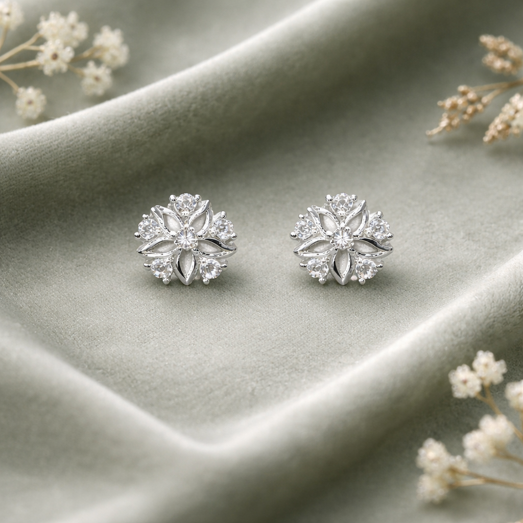 Frostbloom Radiance Stud Earrings