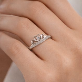 Silver Crown of Hearts Ring - Image 2