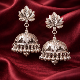 Rajasi Lotus Glow Pure Silver Jhumka Earrings