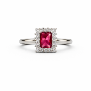 Crimson Halo Silver Ring