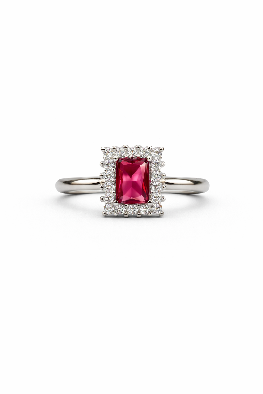 Crimson Halo Silver Ring