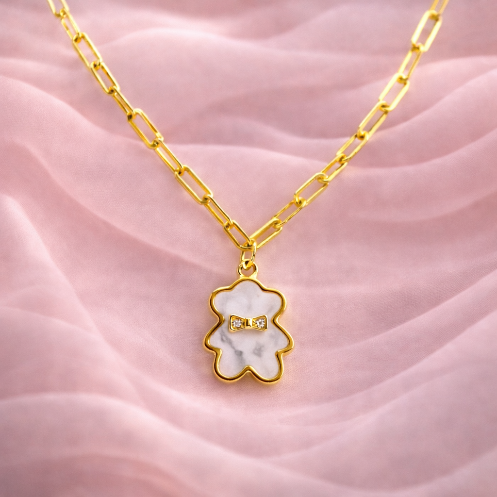 Marble Whisper Teddy Pendant