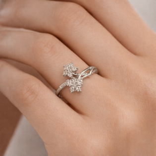 Stellara Twinbloom Silver Ring - Image 2