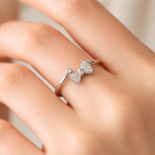 Silver Grace Bow Ring - Image 2