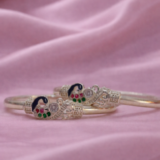 Mayura Raga Silver Kada Bracelet