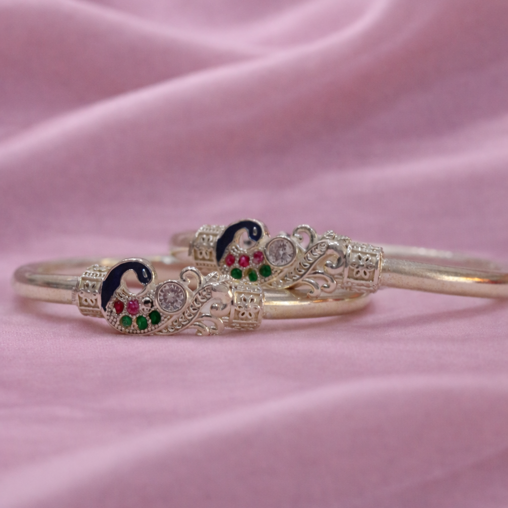 Mayura Raga Silver Kada Bracelet