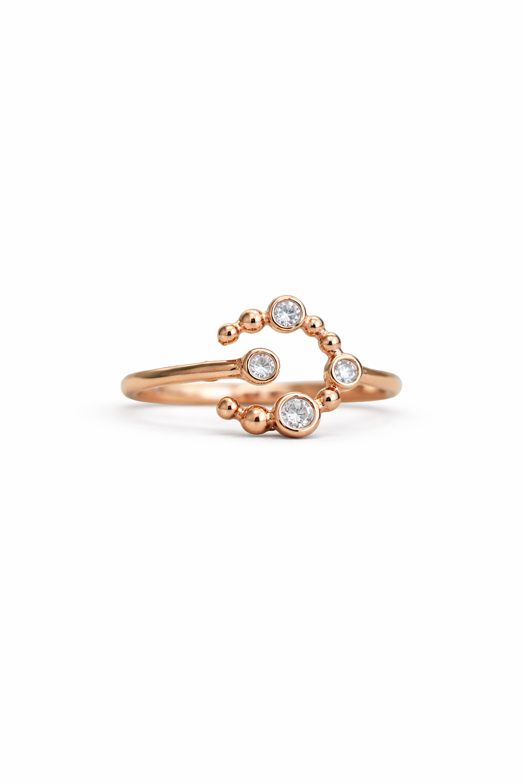 Luna Orbit Rose Silver Ring