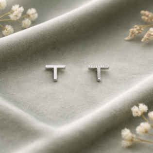 Silverline Initial “T” Stud Earrings