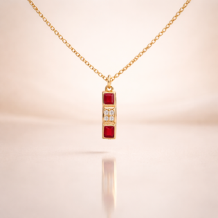Crimson Harmony Bar Pendant - Image 3
