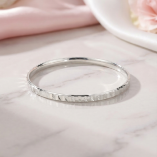 Chandrika Frost Silver Kada Bracelet