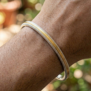 Swaranjit Twin-Line Silver Kada - Image 2