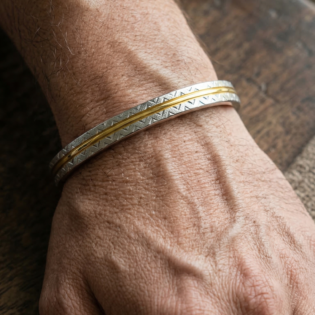 Suryaveer Dual-Line Silver Kada - Image 2