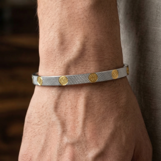 Rajmudra Dual-Tone Silver Kada - Image 2