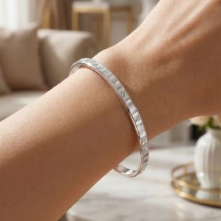 Chandrika Frost Silver Kada Bracelet - Image 2