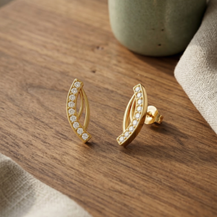 Aurora Leaf Arc Stud Earrings