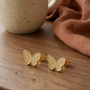 Golden Fluttera Butterfly Stud Earrings