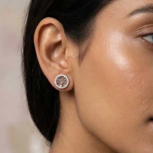 Silver Verdanthalo Stud Earrings - Image 2